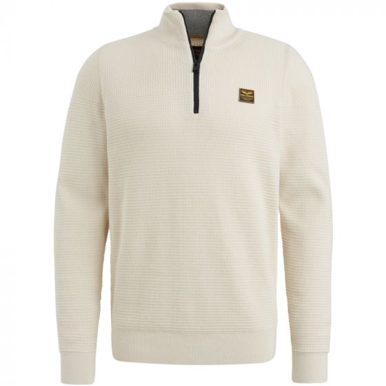 Half zip collar mouline Bone White PKW2410301-7013