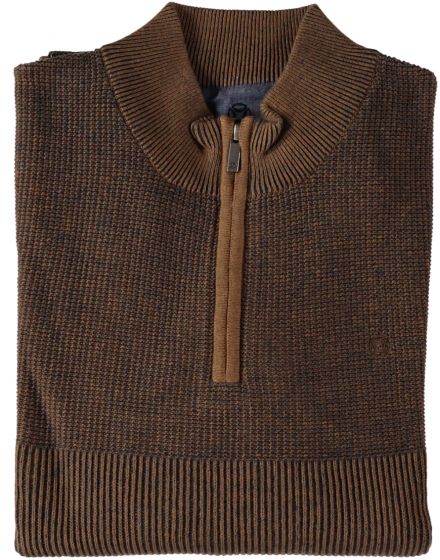 Pullover half zip tuck, Mid brown 42.1120-143