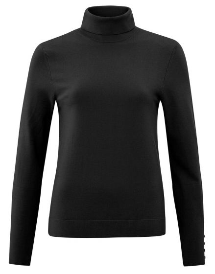 Turtleneck sweater button BLACK 1-000126-00001