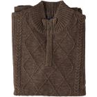 Trui FELLOWS half zip cable twisted dark brown