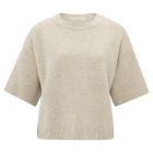 Trui YAYA with rib sleeves light beige melange