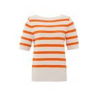 Trui YAYA stripe with crochet exotic orange dessin