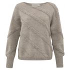 Trui YAYA diagonal boucle stripe dove gray melange