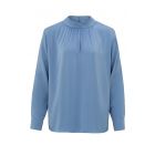 Blouse YAYA satin turtleneck bel air blue