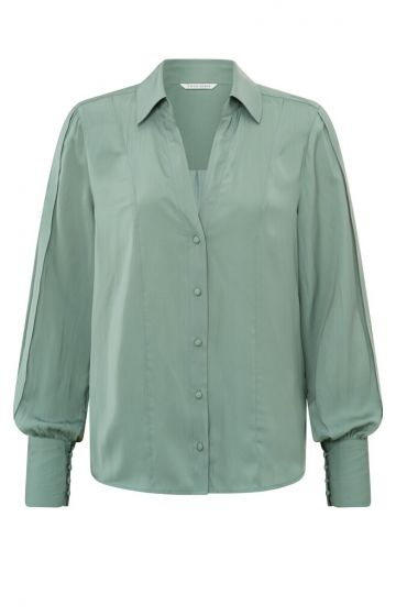 Blouse folded detail JADE GREEN 1-201114-409-99956